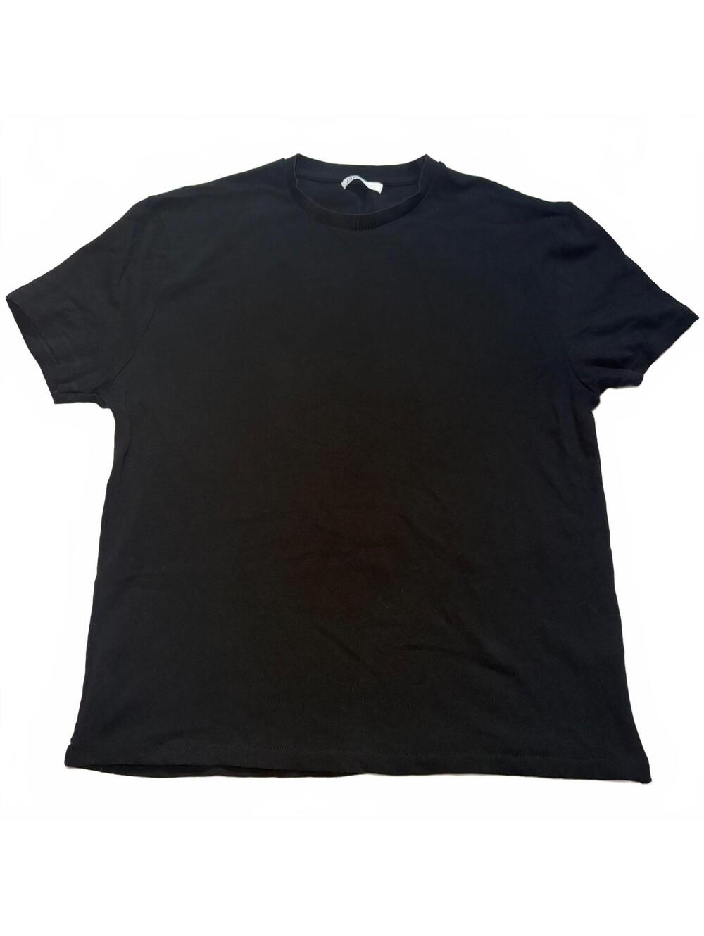 ZARA Men's Black Cotton Heavyweight Crewneck Casual Minimalist Style